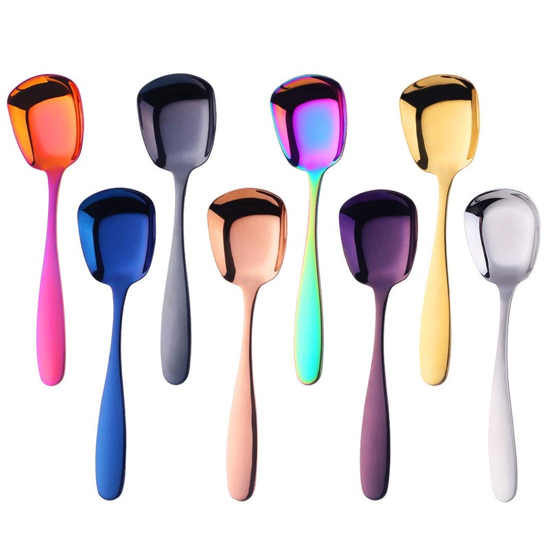 DOBUYOO Stianless Steel Soup Spoon, Table Spoon, Set of 8 (multicolor) - Image 1